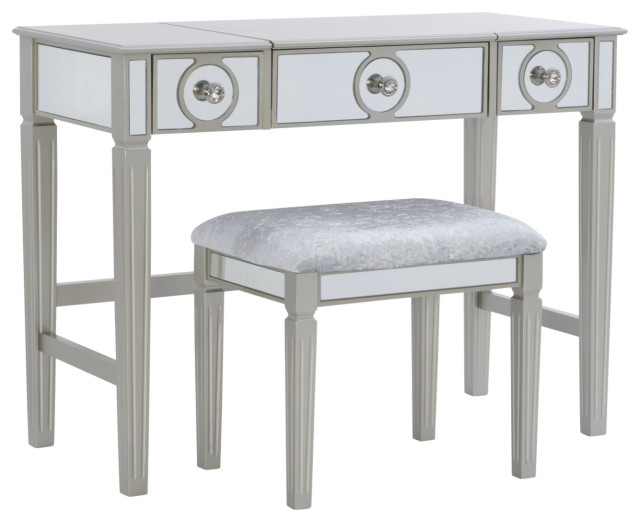 Madison Silver Vanity Set Modern Bedroom & Makeup Vanities by Virventures Houzz