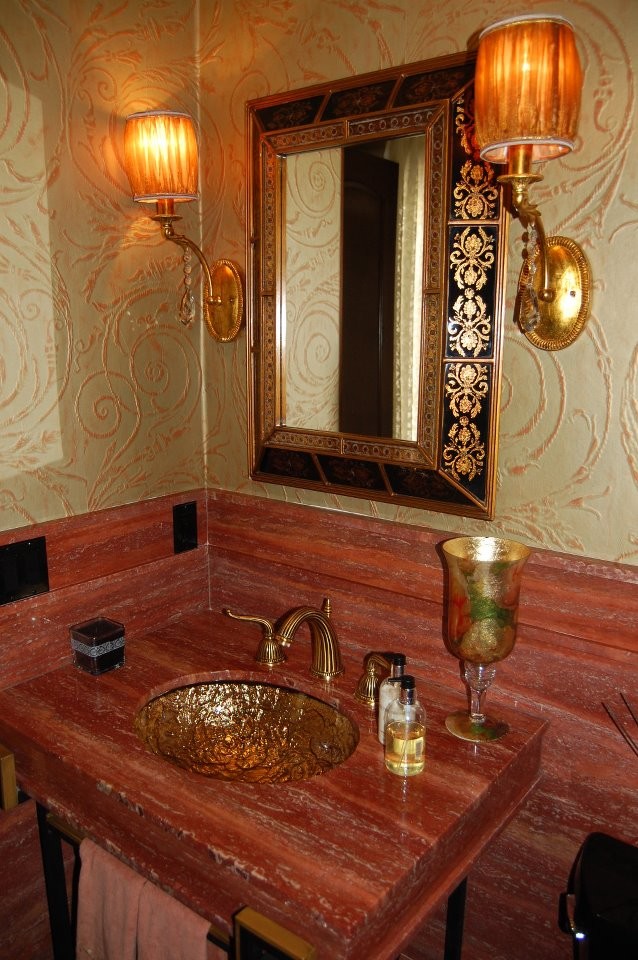 This is an example of a contemporary powder room in San Diego.