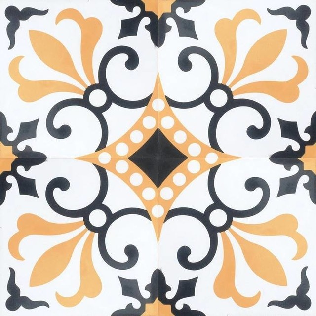 Thames Cement Spanish Tile, Set of 13, 8x8 Contemporary Wall And Floor Tile by Rustico