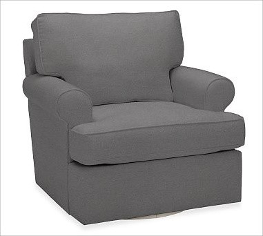 Buchanan Upholstered Swivel Armchair, Box, Polyester Wrap Cushions, Everydaysued