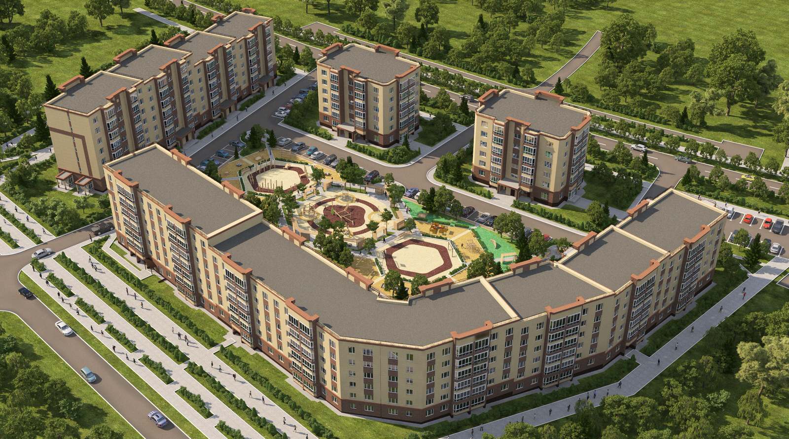 Разработка планировки дворового пространства и 3д визуализация жилого комплекса