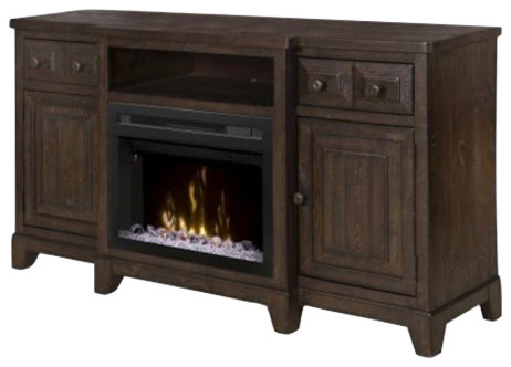 Media Console With Open Storage Or Optional Electric Fireplace