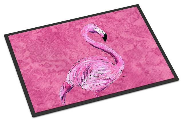Flamingo On Pink Indoor Outdoor Mat 24 X36 Doormat Tropical