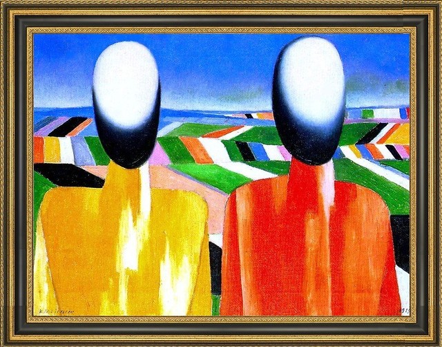 Kazimir Malevich Two Peasants 18 X 24 Framed Premium Canvas Print Contemporary Prints And Posters By Art Megamart