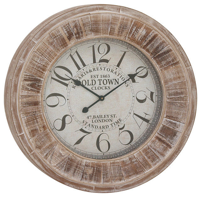Harrington Wooden Wall Clock Farmhouse Wall Clocks by Brimfield & May Houzz