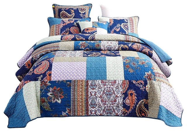 Tache Paisley Night Fl Bohemian, Cotton Quilts For Twin Beds