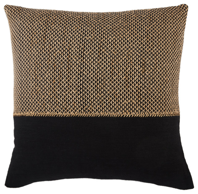 Jaipur Living Sila Geometric Throw Pillow, Light Tan/Black, Polyester Fill