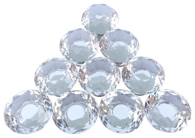 clear glass cabinet knobs 1.18 inch diameter mushroom 10 pcs