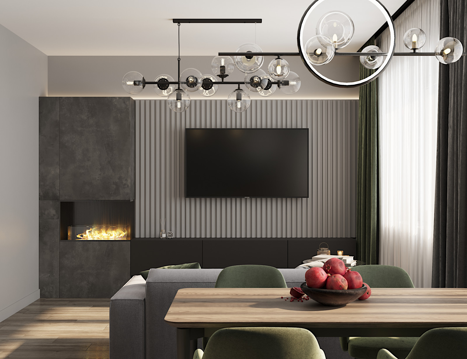 Кухня-гостиная 28 кв. м  в ЖК "Парковый", г. Белгород.