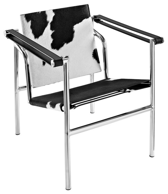 Modern Contemporary Living Room Leather Lounge Chair Black and White