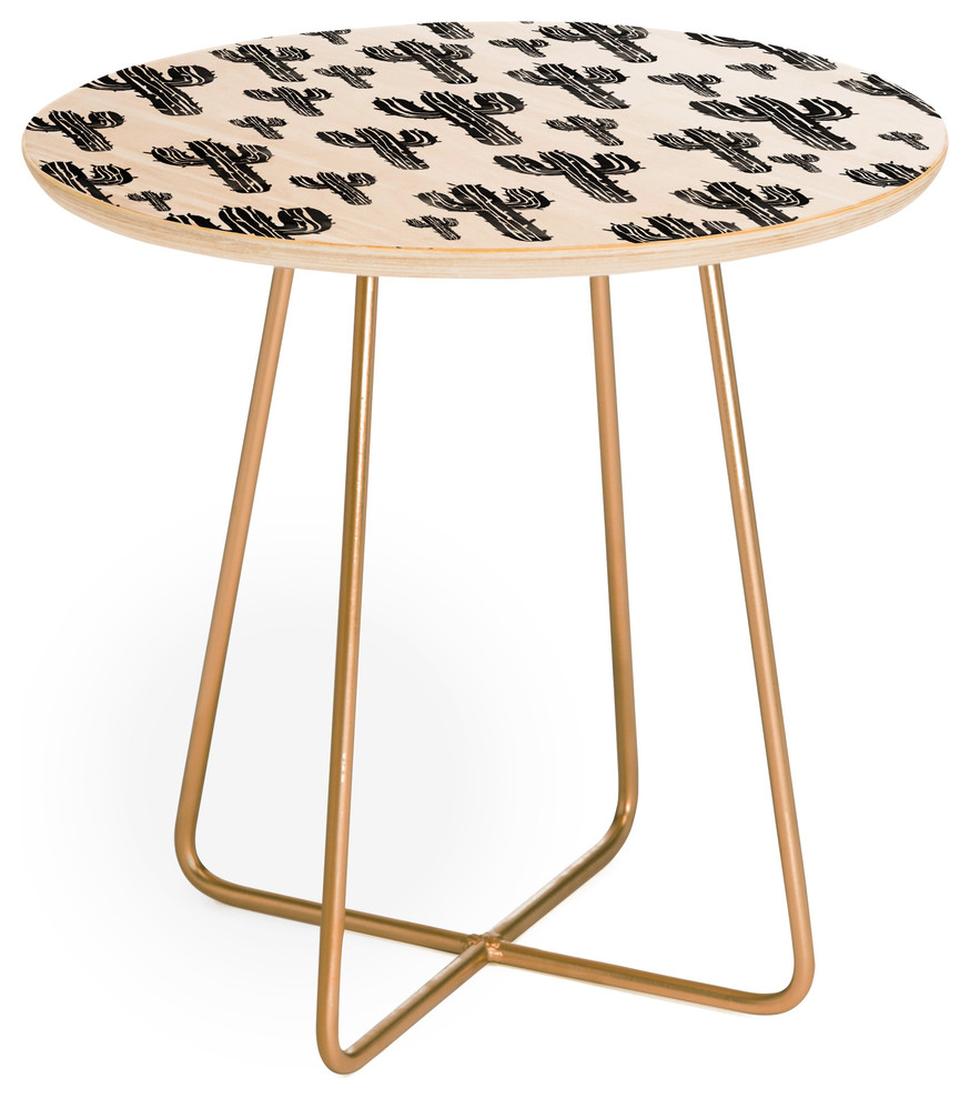 Susanne Kasielke Cactus Party Desert Matcha Black and White Round Side Table
