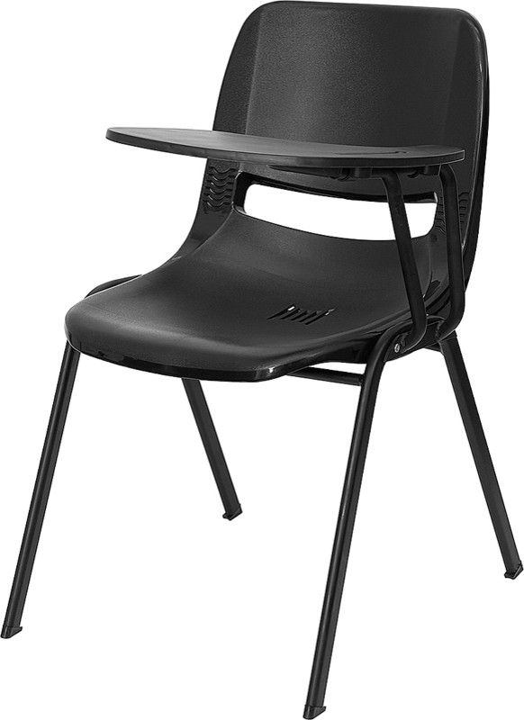 Black Shell Chair with Left Handed Tablet Arm by Flash Furniture