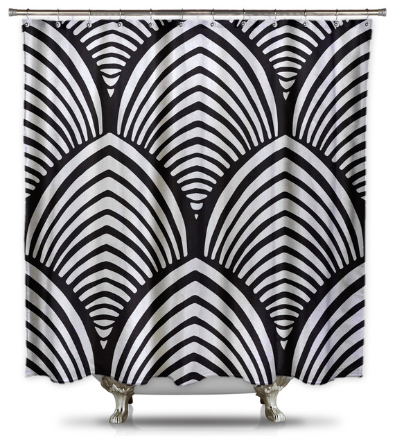 Black, White Shell Pattern Shower Curtain, Adult Coloring Book Series