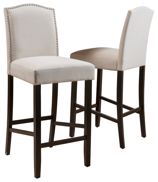 Auburn Ivory Fabric Backed Bar Stools Set Of 2 Transitional Auburn Ivory Fabric Backed Bar Stools Set Of 2