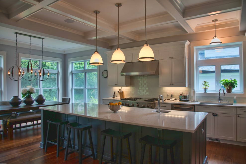 Example of a transitional kitchen design in Detroit