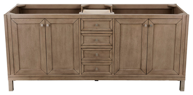 Chicago 72 White Washed Walnut Double Vanity Transitional Syracuse Double Bathroom Vanity Without Top 72