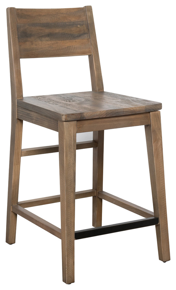 Norman Reclaimed Pine 24inch Counter Stool Distressed Natural by Kosas Home