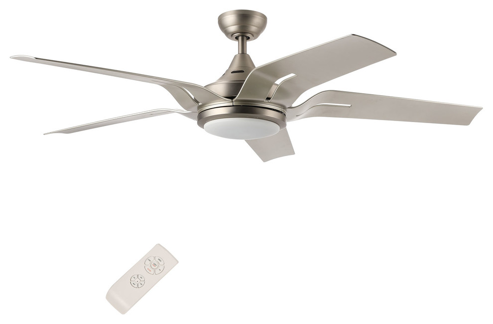 56 Brushed Nickel Ceiling Fan With Light Kit And Remote Control