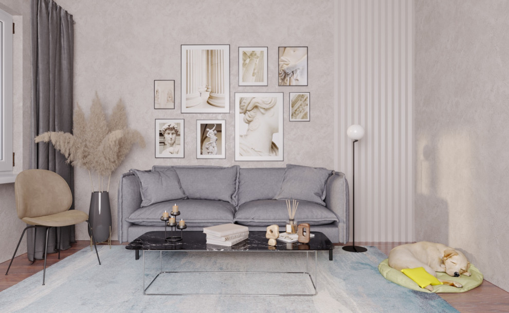 Проект визуализации дивана вписанного в интерьер .