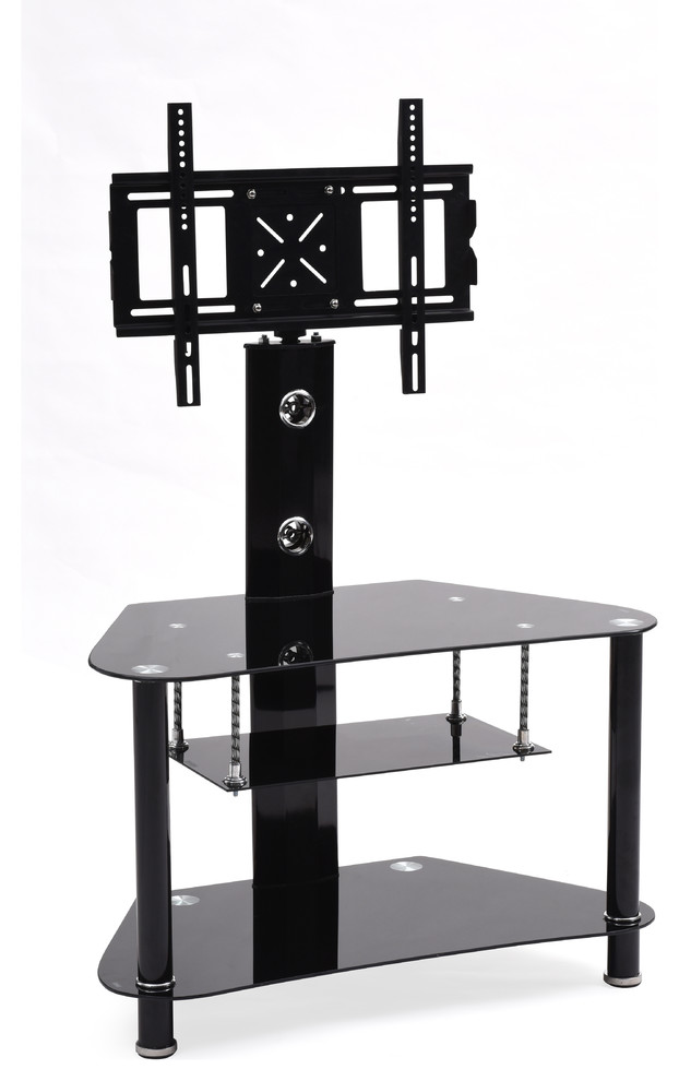 Glass TV Stand With Mount Modern Entertainment Centers And Tv