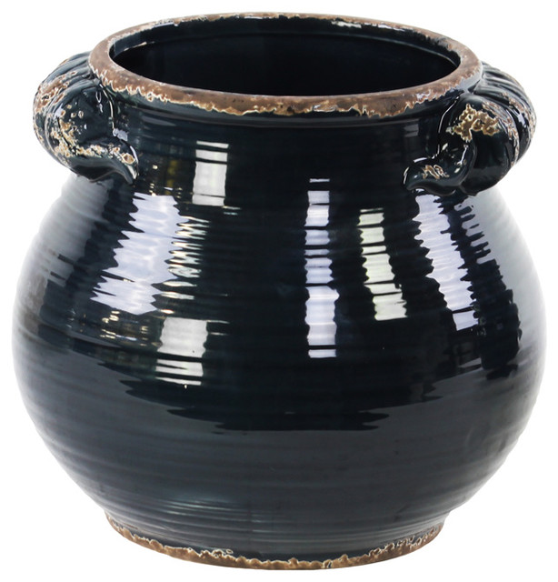 Ceramic Tall Round Tuscan Pot Mediterranean Indoor Pots & Planters