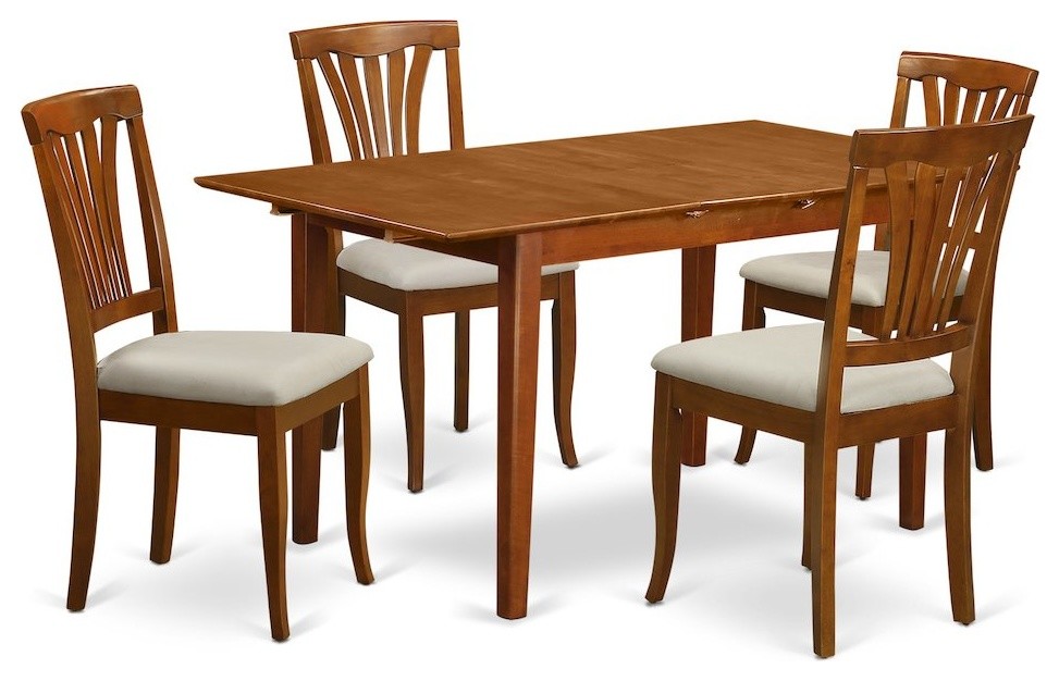 5-Piece Small Dinette Set, Table With Leaf and 4-Kitchen Dining Chair ...