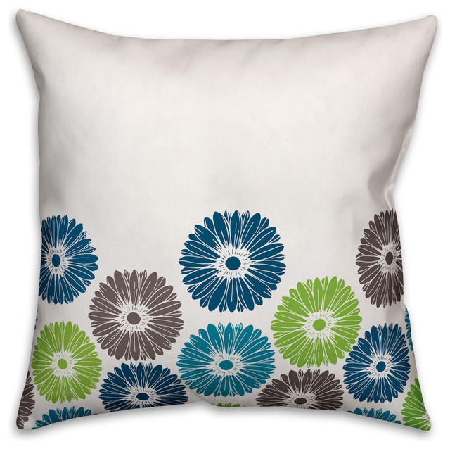 Blue And Green Fl Outdoor Throw Pillow Contemporary Cushions Pillows By Designs Direct Houzz Blue And Green Fl Outdoor Throw, Outdoor Blue Pillows