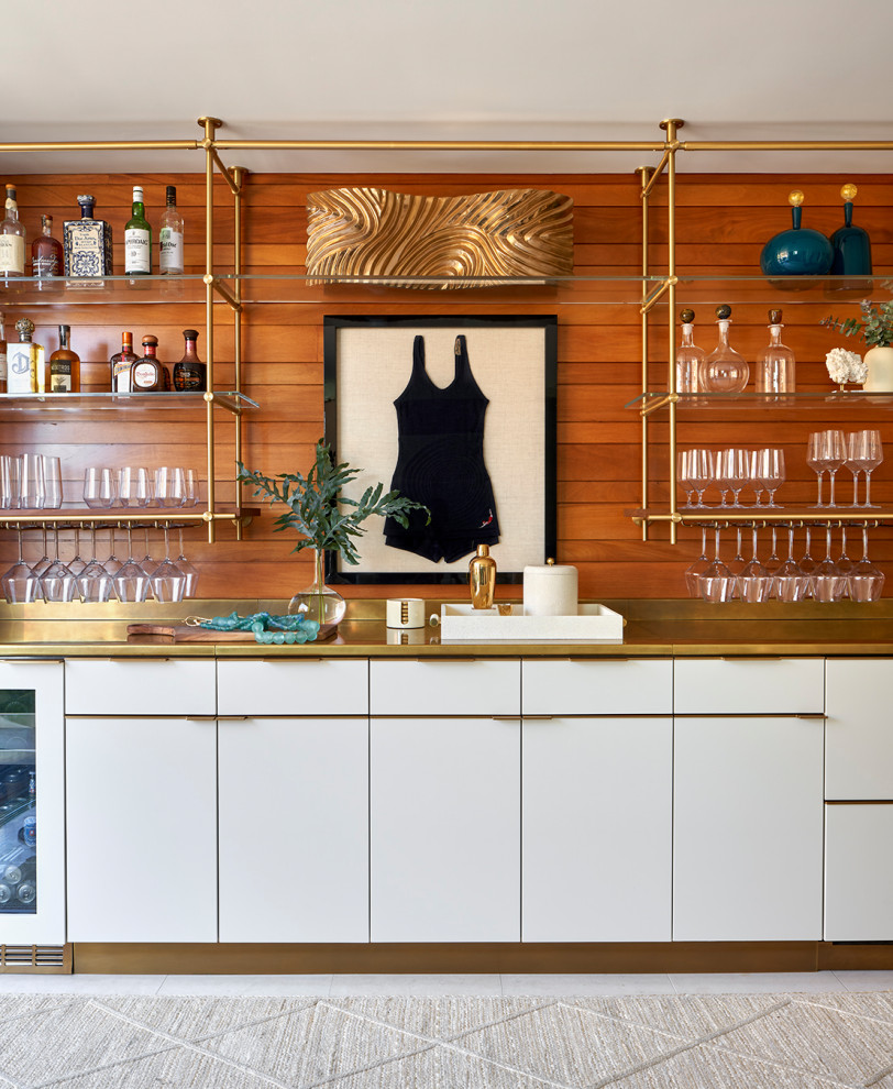 White Lacquer Bar + Collector's Shelving - Modern - Home Bar - Los ...