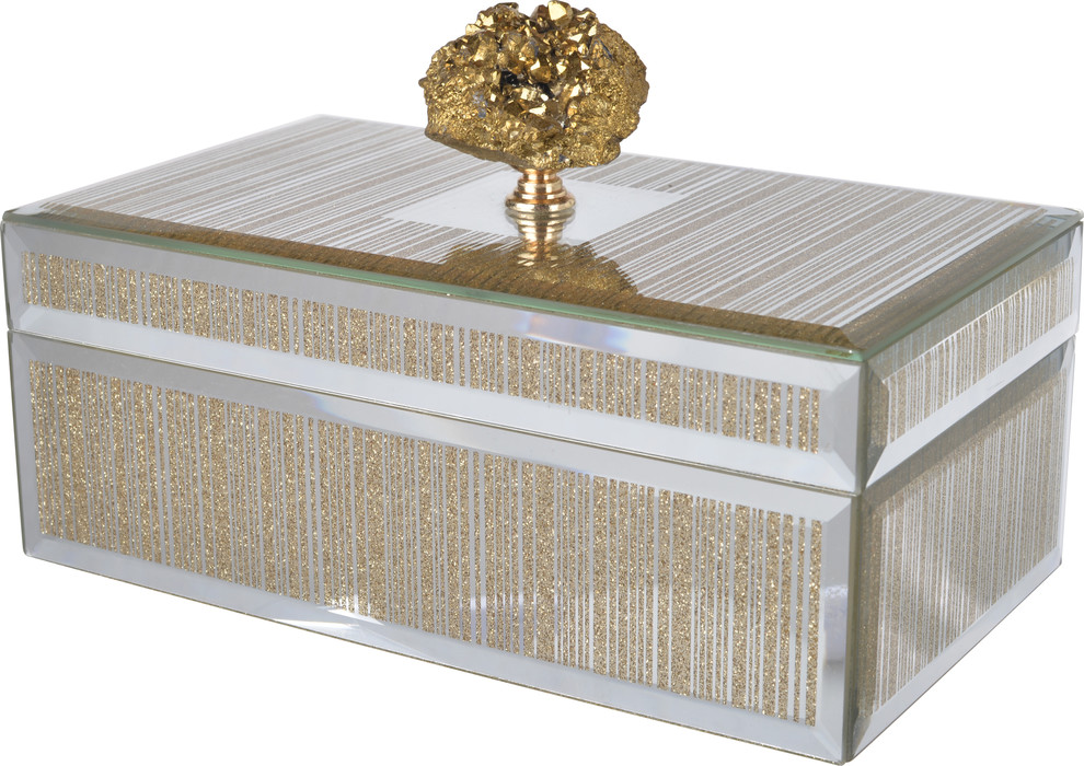 A&B Home Sullivan Gold Striped Decorative Box 8.5"X5"X5.5"