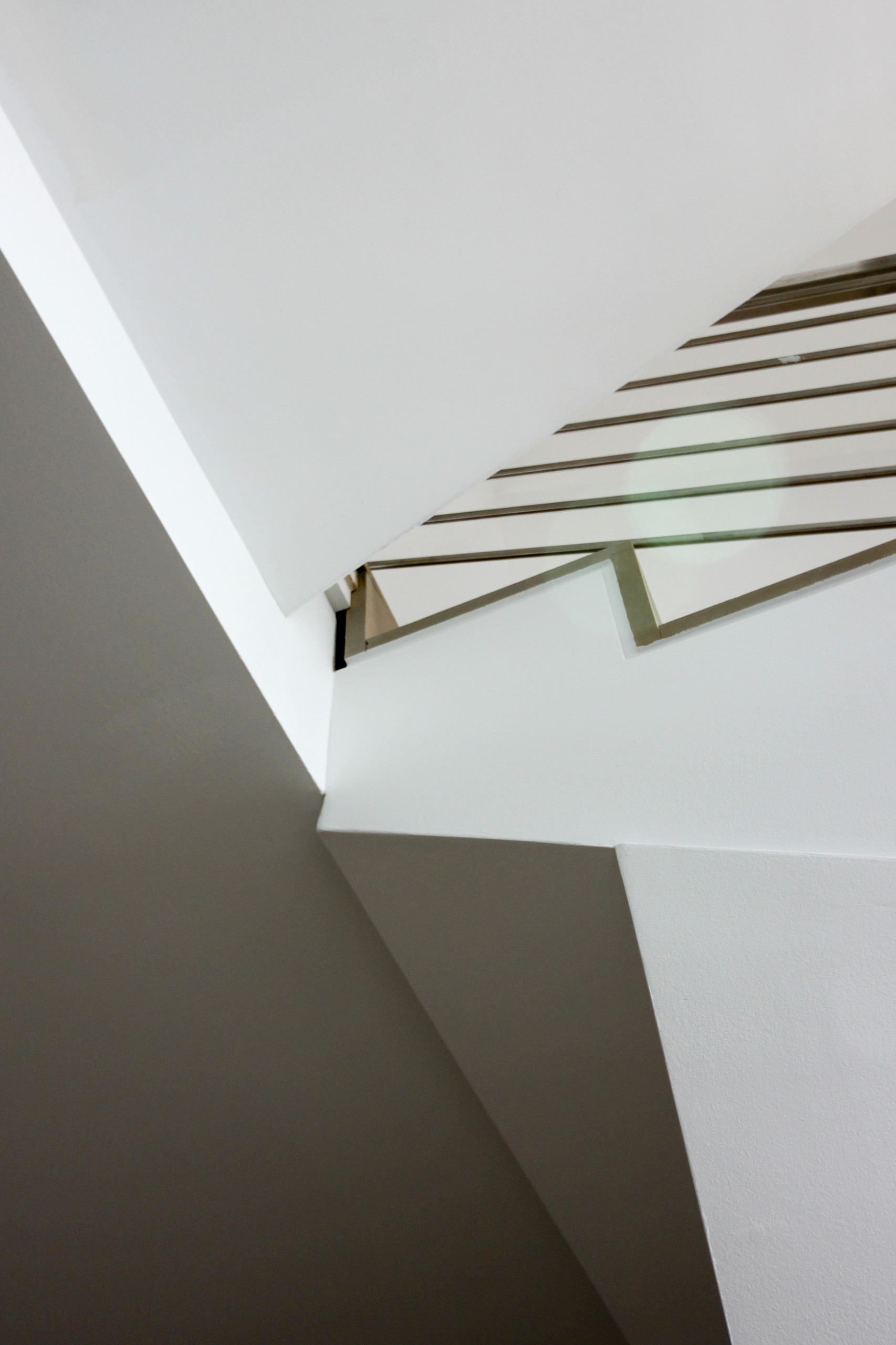 75_Modern Stairway: White O 75_ak & Stainless Steel Balustrade, McLean VA 22101