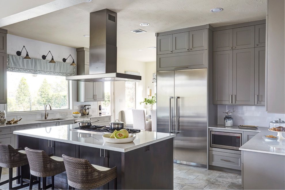 Example of a transitional kitchen design in Houston