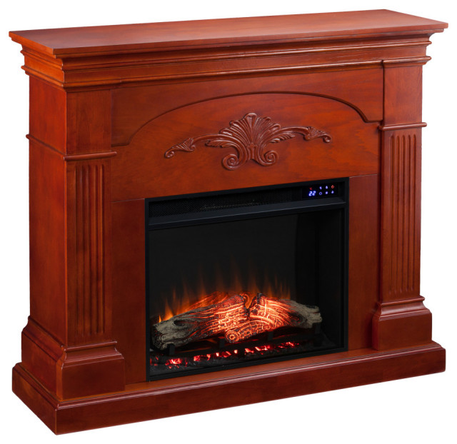 Gallatin Electric Fireplace, Mahogany Traditional Indoor Fireplaces