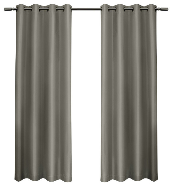 Shantung Faux Silk Thermal Grommet Top Curtain Panels