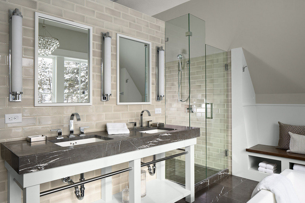Design ideas for a transitional bathroom in Detroit.