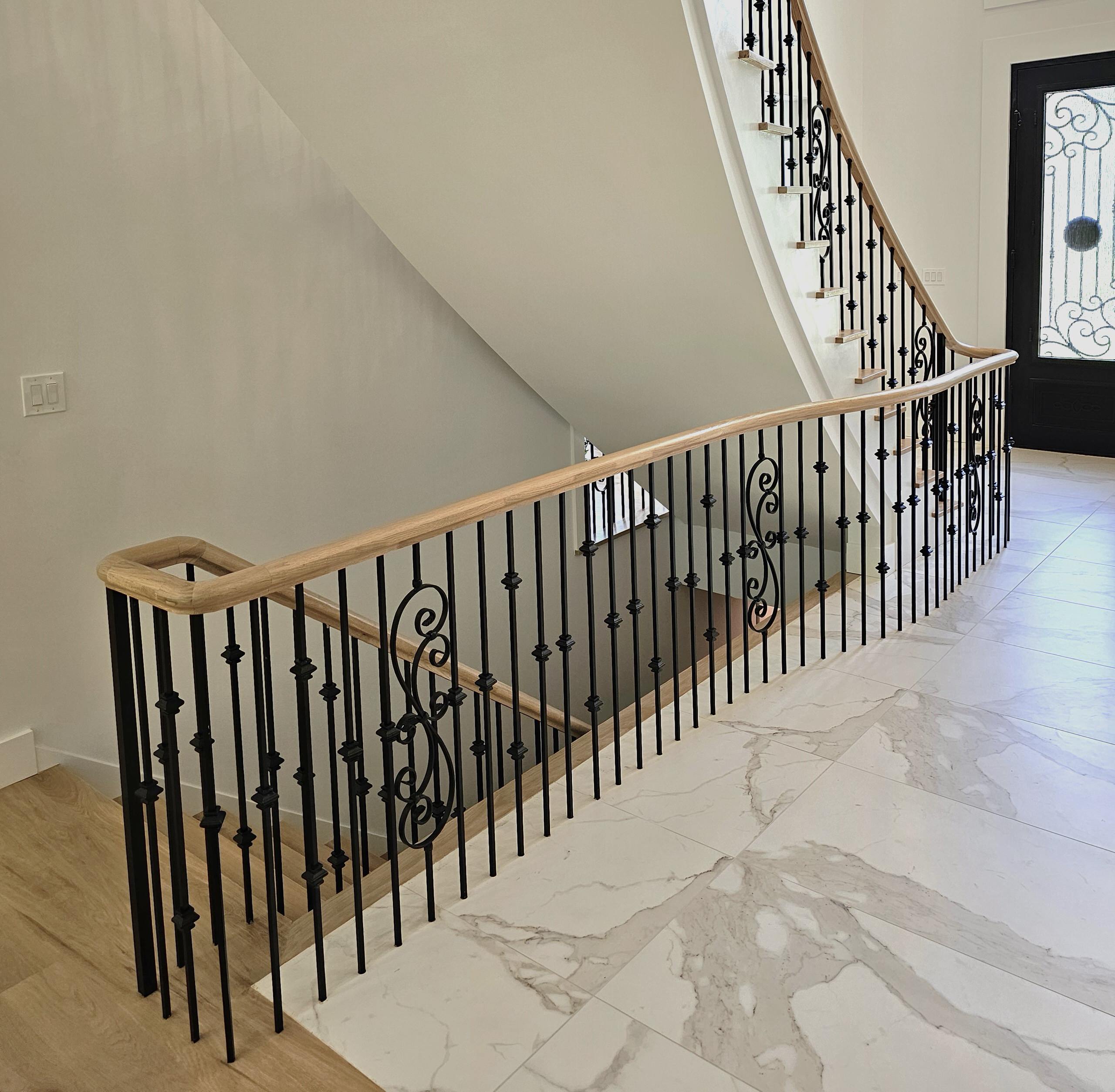 120_Luxurious White Oak Stair with Iron Balusters, Great Falls, 22066