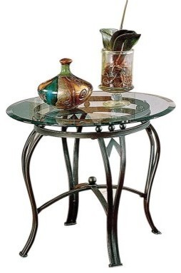 Steve Silver Madrid Round Pewter Metal End Table