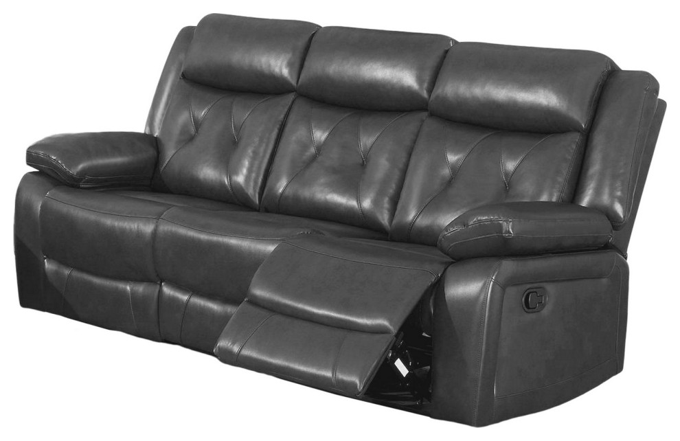 Nuna 88" Manual Reclining Sofa, Pull Tab Footrest Mechanism, Gray