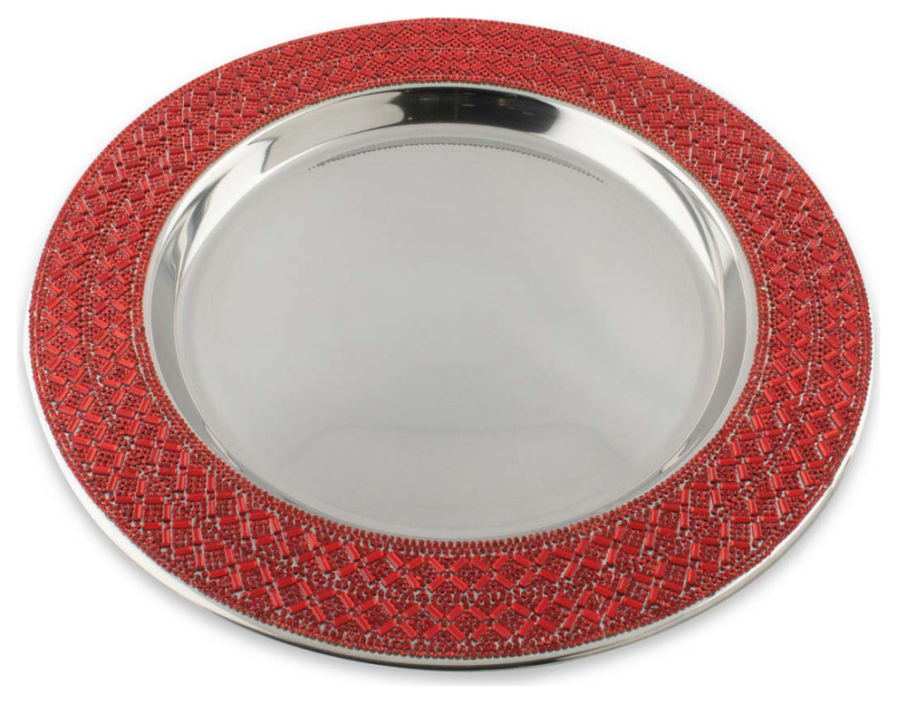 Sparkles Home Madison Avenue Rhinestone Charger Plate - Red