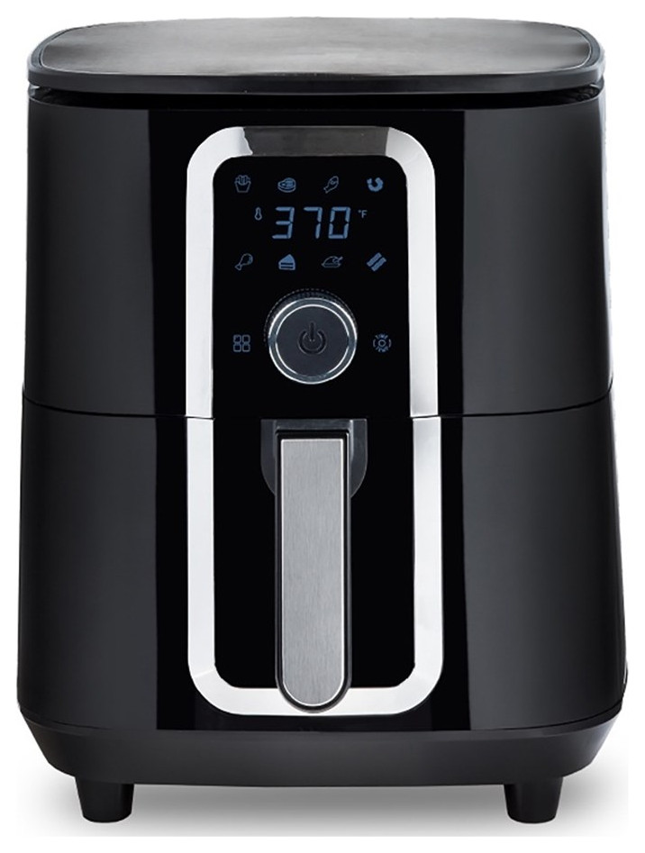 7 Qt. Black TeflonFree Ceramic Air Fryer with Recipe Book Modern