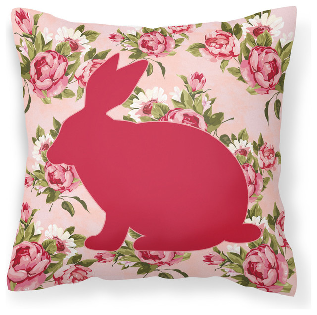 Caroline s Treasures - Rabbit Shabby Chic Pink Roses Fabric Decorative Pillow & Reviews Houzz