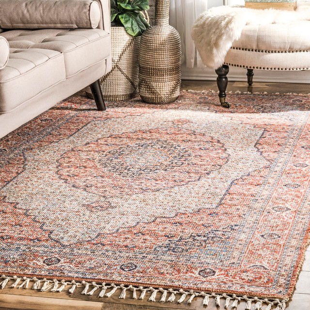 Flatweave Transitional Vintage Area Rug Traditional Area Rugs by