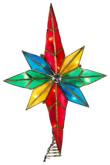 Kurt Adler 10-Light Capiz Treetop, Multicolor Bethlehem Star w/ Gem ...