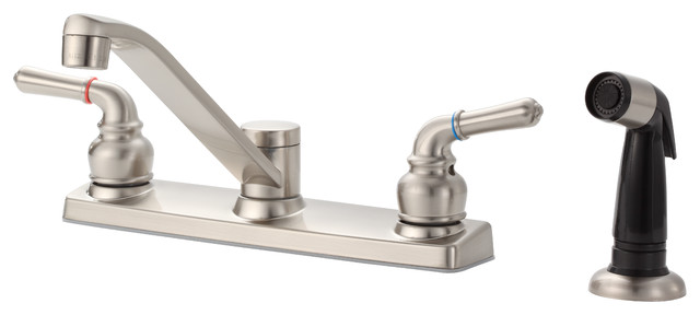 Two Handle Kitchen Faucet With Spray, Satin Nickel