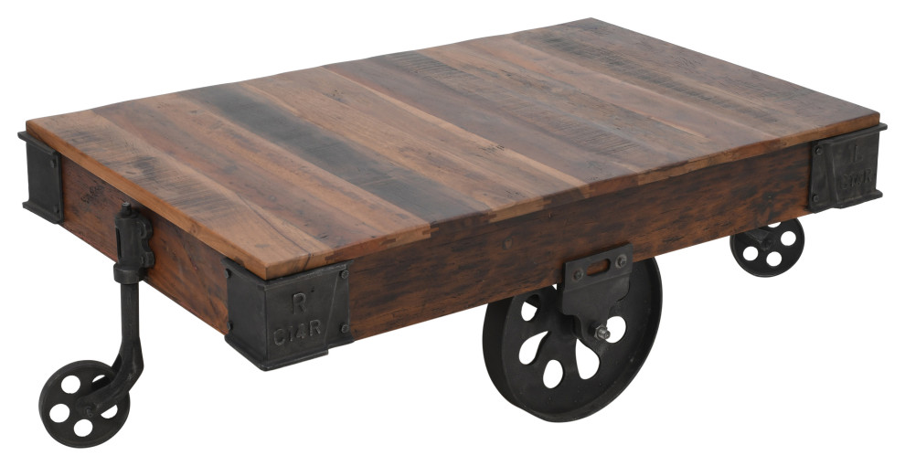 Metal And Reclaimed Wood Cart Coffee Table Industrial Coffee Tables