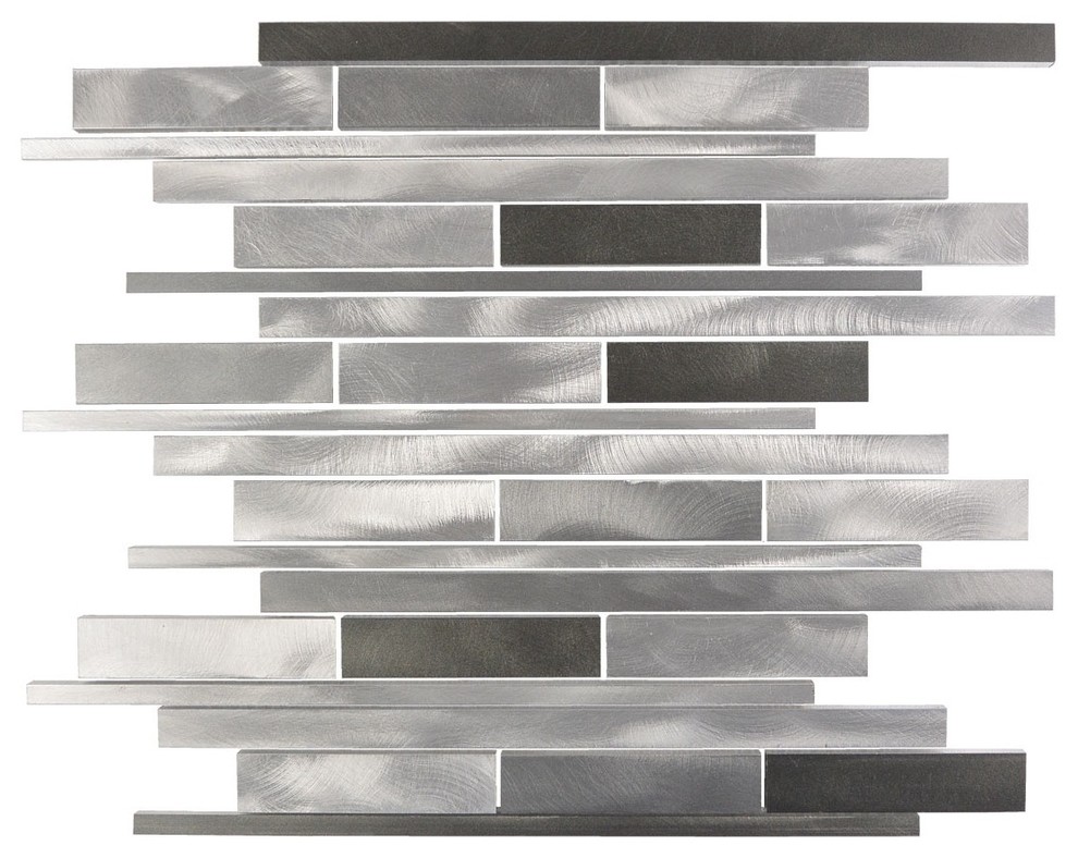Silver Dark Wide Brushed 16"x11.75" Aluminum Mosaic