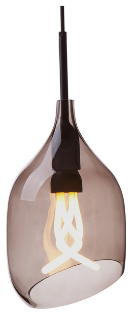 Grey Glass Pendant Light vessel smoked grey blown glass pendant light