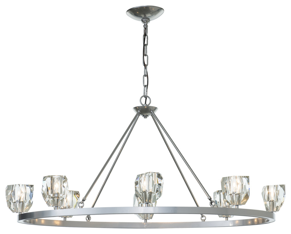 Gatsby 8-Light Chandelier, Sterling Finish, Crystal Accents