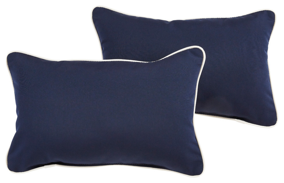 Fielding Sunbrella Outdoor Lumbar Pillow, Set of 2, Navy Canvas