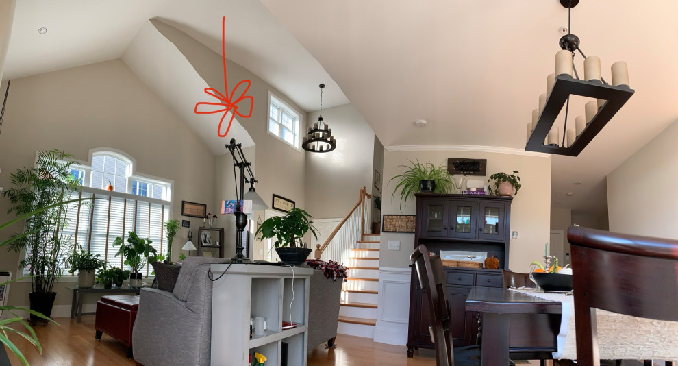 Placement height of ceiling fan vs chandelier