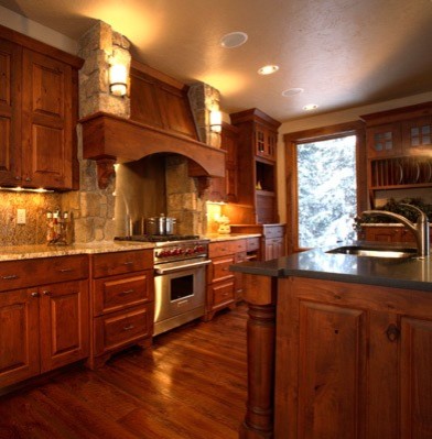 Inspiration for a rustic kitchen remodel in Denver